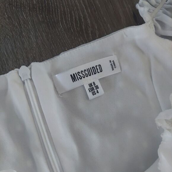 Missguided Milkmaid Skater Dress Dobby US 4 - Picture 3 of 9